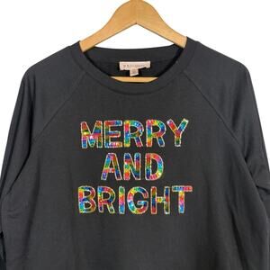 Philosophy Holiday Sweatshirt Merry & Bright Pride Casual Black Festive - S
